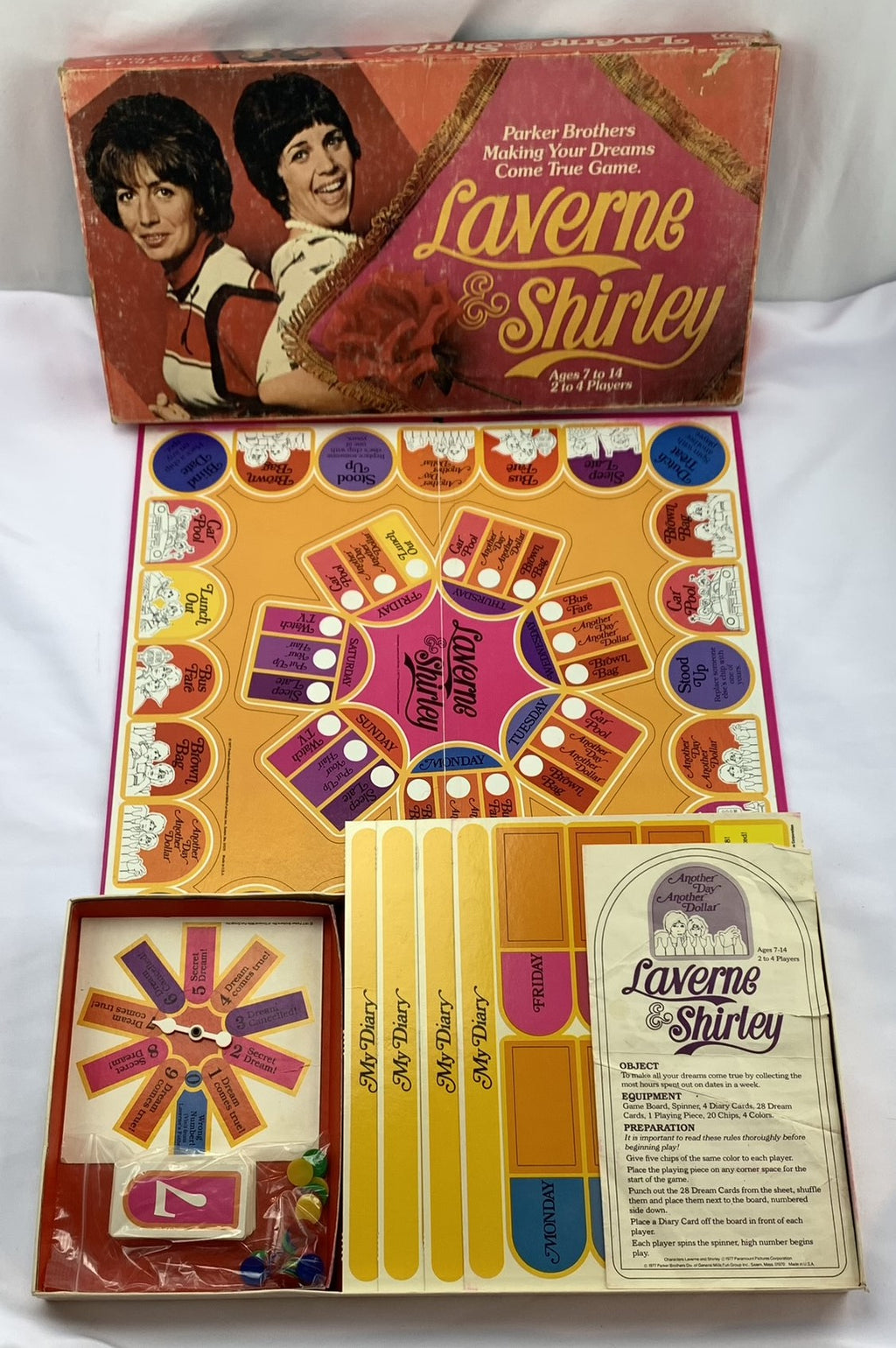 Laverne & Shirley Game - 1977 - Parker Brothers - Good Condition
