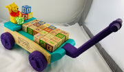 Winnie the Pooh Talking Wagon with 21 Blocks -  Great Condition