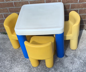 Little Tikes Child Size Activity Table with 3 Chunky Chairs - Great Condition