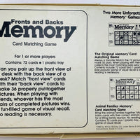 Memory Game Fronts and Backs - 1980 - Milton Bradley - Very Good Condition