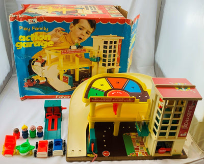 Fisher Price Little People Action Garage in Original Box - 1970 - Good Condition