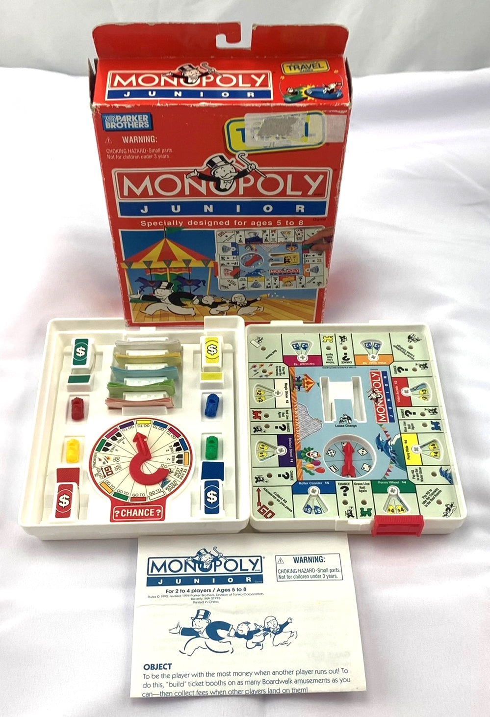 Monopoly Junior Travel Game - 1994 - Parker Brothers - Great Condition