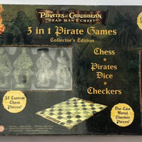Pirates of the Caribbean Dead Man's Chest 3 in 1 Checkers, Chess, Dice Games - 2006 - Disney - Great Condition