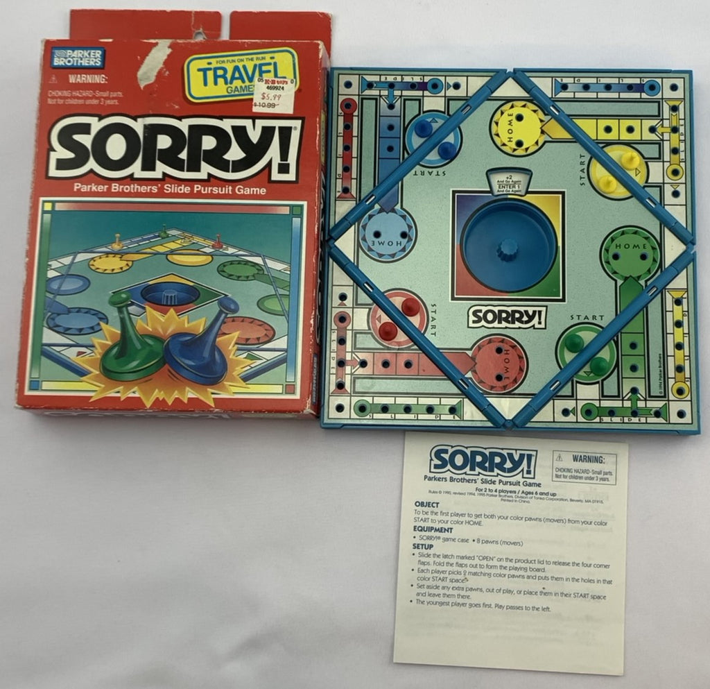 Sorry Travel Game - 1994 - Parker Brothers - Great Condition