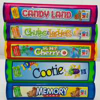 5 Childrens Bookshelf Games Candy Land, Chutes and Ladders, Memory, Hi Ho Cherry O, Cootie - 2006 - Hasbro - Great Condition