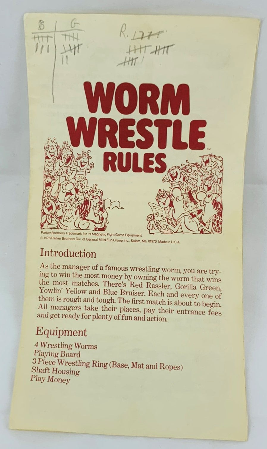 Worm Wrestle Game 1976 Parker Brothers Great Condition Mandi's