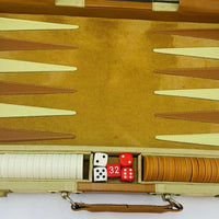 Cream Colored Backgammon Game 15.5" x 10" - Complete - Great Condition
