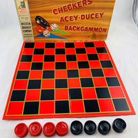 Backgammon, Checkers, & Acey Ducey - 1958 - Milton Bradley - Very Good Condition