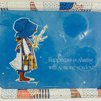 Holly Hobbie Tin Metal Tray Platter Happiness is Sharing - American Greetings - Great Condition