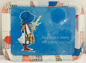 Holly Hobbie Tin Metal Tray Platter Happiness is Sharing - American Greetings - Great Condition