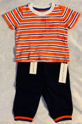 NWT New Janie and Jack 3-6 Months Blue & Orange Short Sleeve T-Shirt and Pants