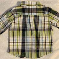 NWT New Janie and Jack 3-6 Months Green Blue Plaid Button Up Shirt Boys