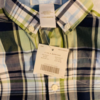 NWT New Janie and Jack 3-6 Months Green Blue Plaid Button Up Shirt Boys