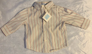NWT New Janie and Jack 3-6 Months White Red Striped Button Up Shirt Boys
