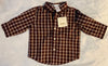 NWT New Janie and Jack 3-6 Months Brown White Plaid Button Up Shirt Boys