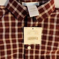 NWT New Janie and Jack 3-6 Months Brown White Plaid Button Up Shirt Boys