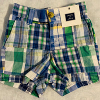 NWT New Janie and Jack 3-6 Months Green Blue Plaid Shorts