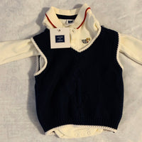 NWT New Janie and Jack 0-3 Months White Long Sleeve Polo with Vest