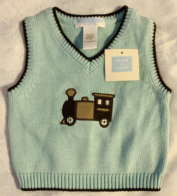 NWT New Janie and Jack 3-6 Months Blue Train Vest