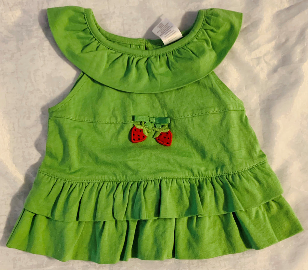 NWT New Gymboree 6-12 Months Green Strawberry Sleeveless Top