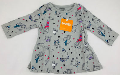 NWT New Gymboree 6-12 Months Gray Kitty Cat Long Sleeve Top