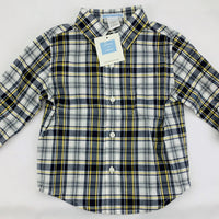 NWT New Janie and Jack 18-24 Months Blue, Yellow, and White Plaid Button Shirt