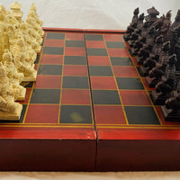 Chess Set 23" x 23" x 3" - Vintage - Hand Carved - Great Condition