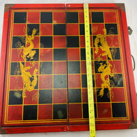 Chess Set 23" x 23" x 3" - Vintage - Hand Carved - Great Condition