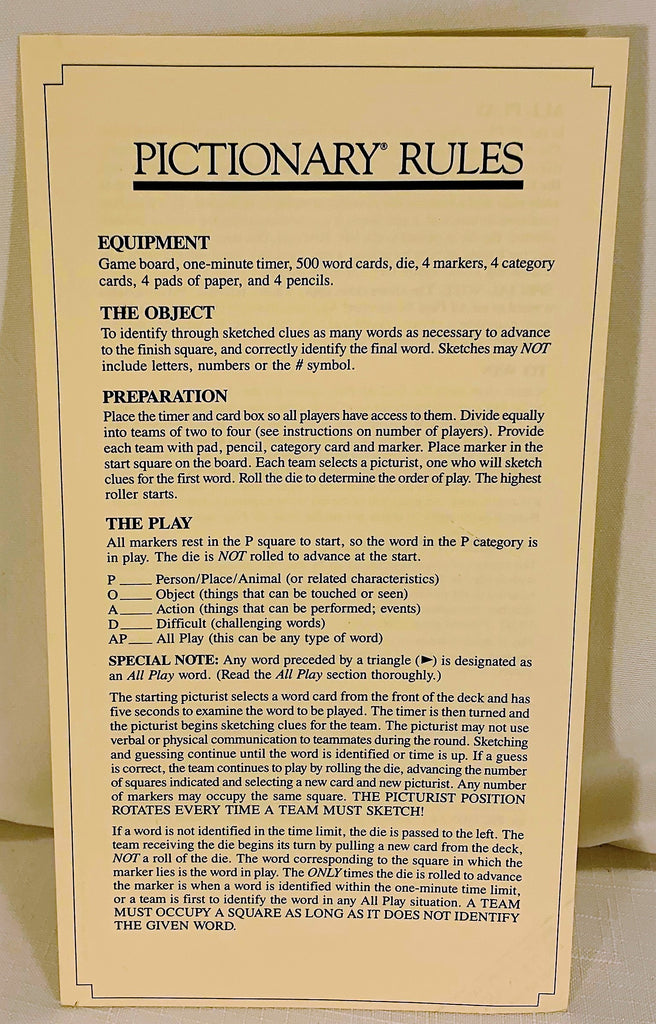 Pictionary Mania Instructions