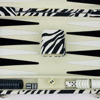 Backgammon Game 14.75" x 9.5" - Zebra Black and White - Complete - Great Condition