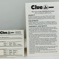 Clue Jr. Case of the Missing Pet Game - 1989 - Parker Brothers - Great Condition