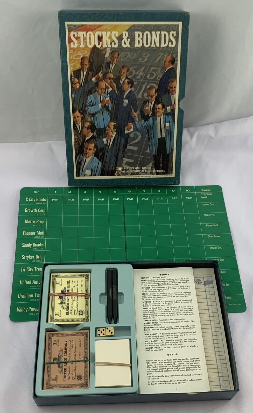 Stocks & Bonds Game - 1964 - 3M - Great Condition