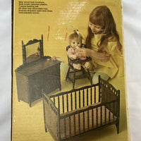 Deluxe Doll Nursery Wood Doll Furniture In Box - Amsco - Great Condition