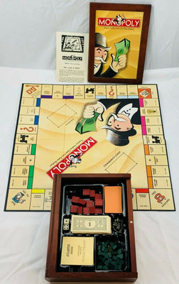 Monopoly Wood Bookshelf Game - 2005 - Milton Bradley - Great Condition