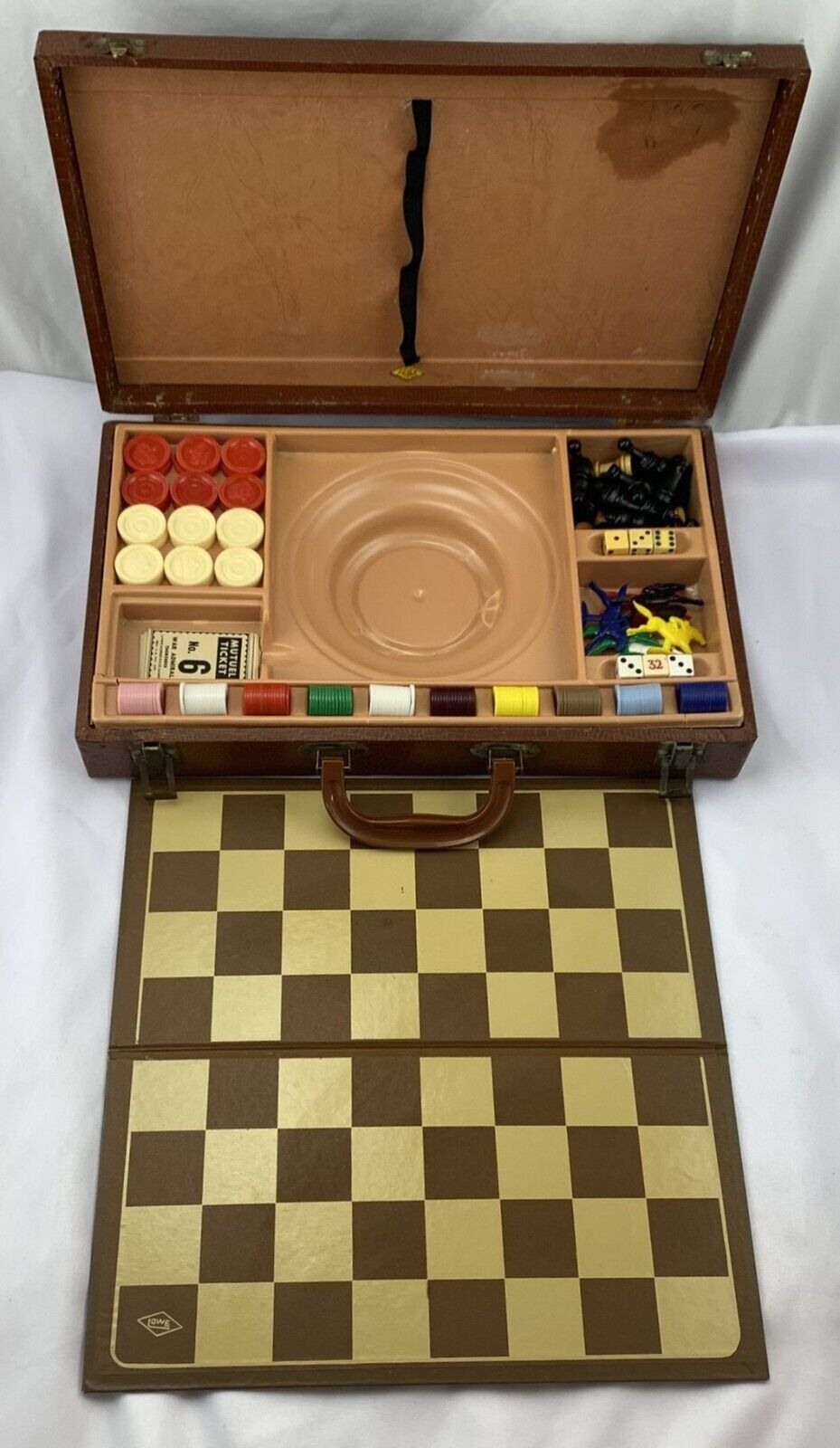 E.S. Lowe Game Case Horse Race, Backgammon, Chess, Checkers - E.S. Lowe - Good Condition