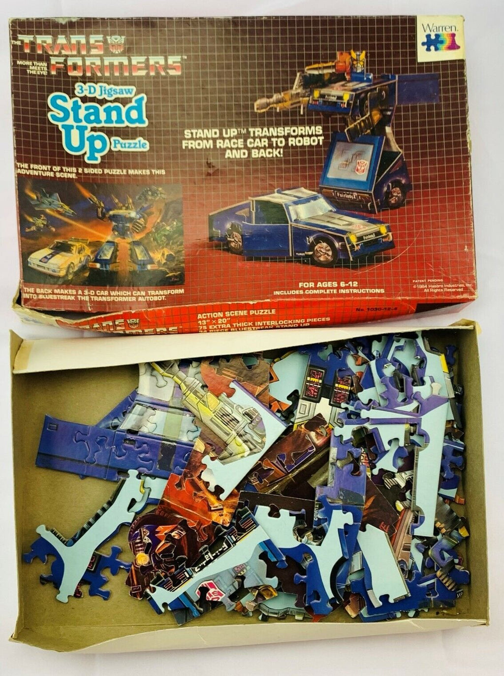 1984 Transformers Blue Streak Stand Up 3D Puzzle - 1984 - Warren - Good Condition