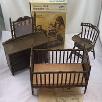 Deluxe Doll Nursery Wood Doll Furniture In Box - Amsco - Great Condition